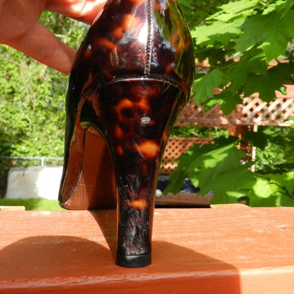 Stuart Weitzman 11 Peep Toe Tortoise Shell Heels - Picture 7 of 8